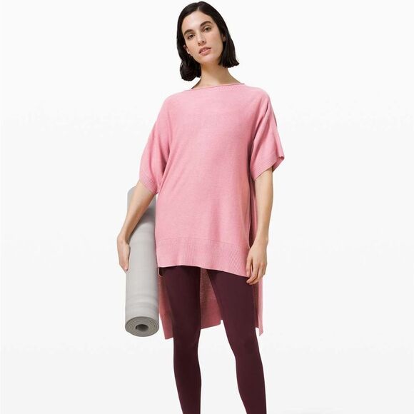 Lululemon Be At Ease Cashmere Blend Poncho Sweater One Size Pink Taupe - Picture 1 of 8